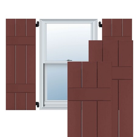 Ekena Millwork Exterior 3 Board (2 Batten) Real Wood Pine Board-n-Batten Shutters, Cottage Red PR, RWB12X030CRP RWB12X030CRP
